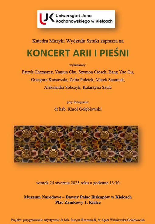 Zaproszenie na Koncert arii i pieśni - plakat