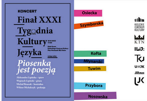 baner / Zaproszenie na koncert Finał XXXI Tygodnia Kultury Języka "Piosenka jest poezją"
